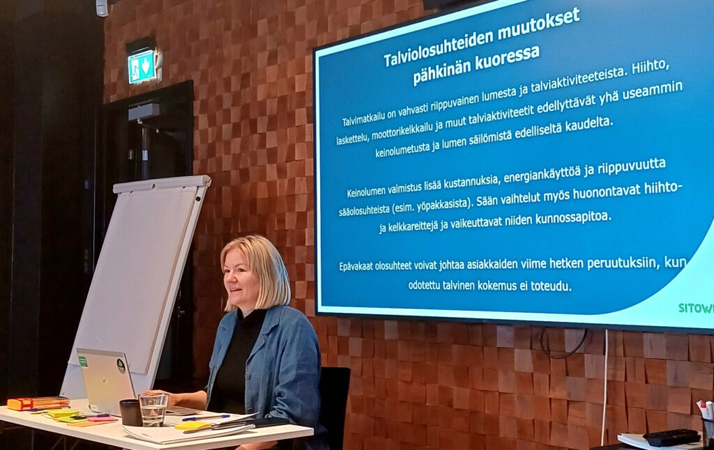 Sitowise Oy:n asiantuntija Elina Levula kuvailee ilmastonmuutoksen myötä tapahtuvia talviolosuhteiden muutoksia ja herättelee yhteistä ajattelua ja keskustelua aiheesta.